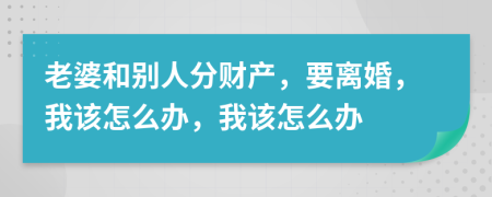 老婆和别人分财产，要离婚，我该怎么办，我该怎么办