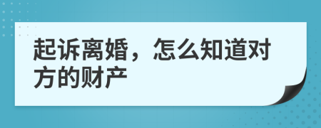 起诉离婚，怎么知道对方的财产