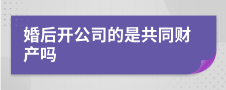 婚后开公司的是共同财产吗