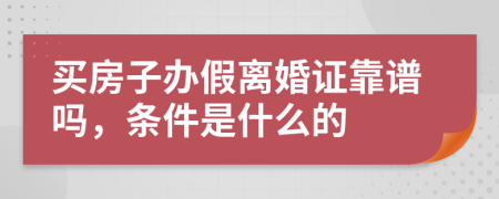 买房子办假离婚证靠谱吗，条件是什么的