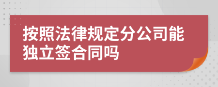 按照法律规定分公司能独立签合同吗