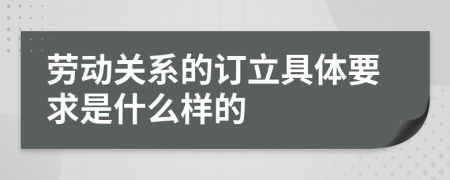 劳动关系的订立具体要求是什么样的