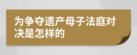 为争夺遗产母子法庭对决是怎样的