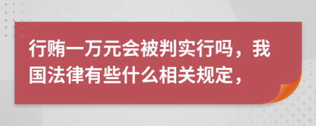 行贿一万元会被判实行吗，我国法律有些什么相关规定，