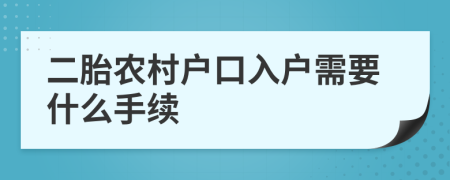 二胎农村户口入户需要什么手续