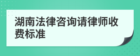 湖南法律咨询请律师收费标准