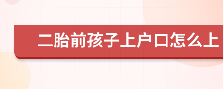 二胎前孩子上户口怎么上