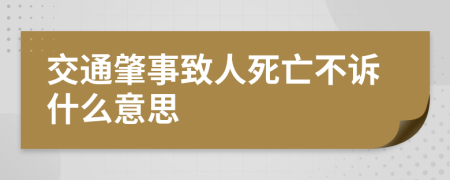 交通肇事致人死亡不诉什么意思