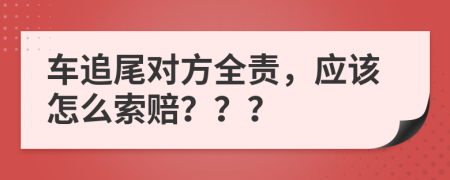 车追尾对方全责，应该怎么索赔？？？