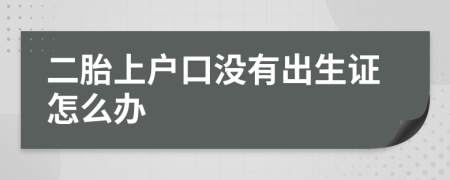 二胎上户口没有出生证怎么办