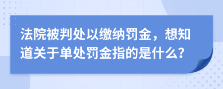 法院被判处以缴纳罚金，想知道关于单处罚金指的是什么？