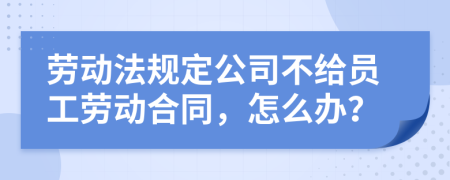 劳动法规定公司不给员工劳动合同，怎么办？