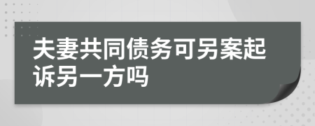 夫妻共同债务可另案起诉另一方吗