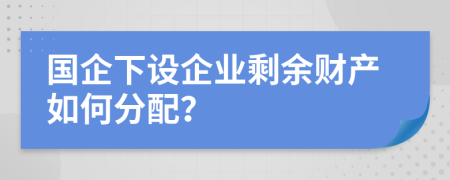 国企下设企业剩余财产如何分配？