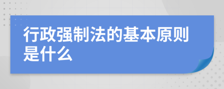 行政强制法的基本原则是什么