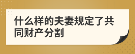 什么样的夫妻规定了共同财产分割