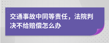 交通事故中同等责任，法院判决不给赔偿怎么办