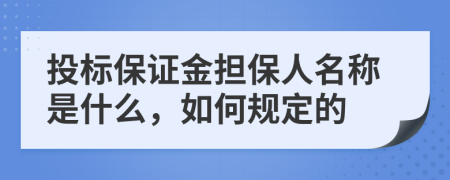 投标保证金担保人名称是什么，如何规定的