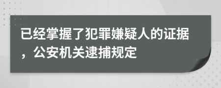 已经掌握了犯罪嫌疑人的证据，公安机关逮捕规定