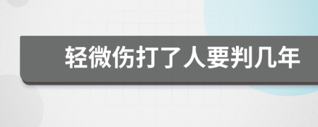 轻微伤打了人要判几年