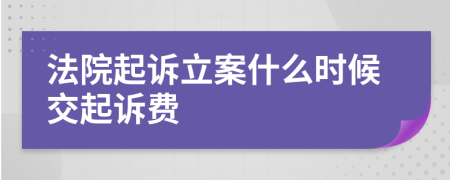 法院起诉立案什么时候交起诉费