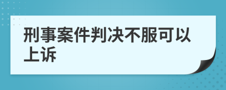 刑事案件判决不服可以上诉