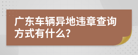 广东车辆异地违章查询方式有什么？