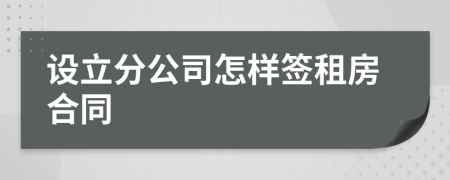 设立分公司怎样签租房合同