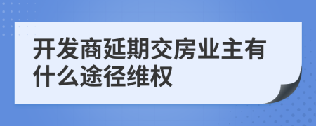 开发商延期交房业主有什么途径维权