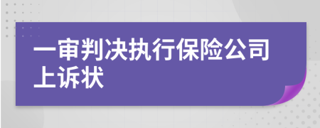 一审判决执行保险公司上诉状