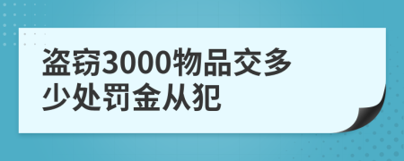 盗窃3000物品交多少处罚金从犯