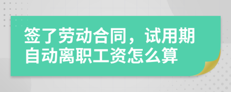 签了劳动合同，试用期自动离职工资怎么算