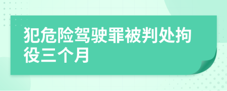 犯危险驾驶罪被判处拘役三个月