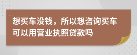 想买车没钱，所以想咨询买车可以用营业执照贷款吗