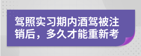 驾照实习期内酒驾被注销后，多久才能重新考