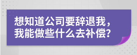 想知道公司要辞退我，我能做些什么去补偿？