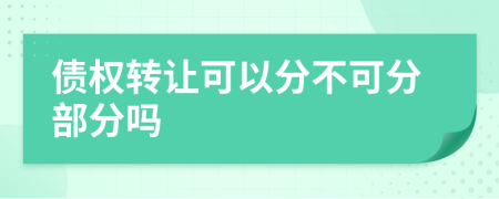 债权转让可以分不可分部分吗