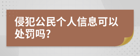 侵犯公民个人信息可以处罚吗?