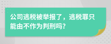 公司逃税被举报了，逃税罪只能由不作为判刑吗？