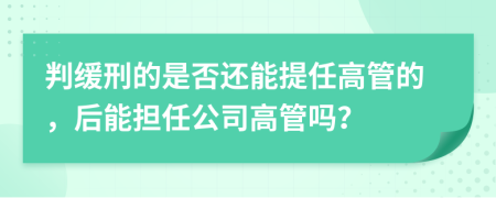 判缓刑的是否还能提任高管的，后能担任公司高管吗？