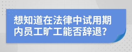 想知道在法律中试用期内员工旷工能否辞退？