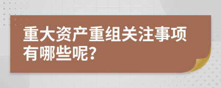 重大资产重组关注事项有哪些呢？
