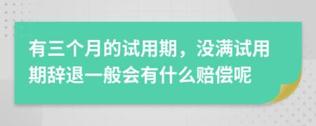 有三个月的试用期，没满试用期辞退一般会有什么赔偿呢