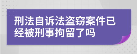 刑法自诉法盗窃案件已经被刑事拘留了吗