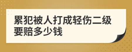 累犯被人打成轻伤二级要赔多少钱