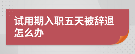 试用期入职五天被辞退怎么办