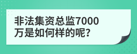 非法集资总监7000万是如何样的呢？