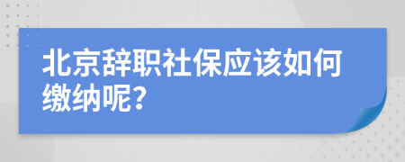 北京辞职社保应该如何缴纳呢？