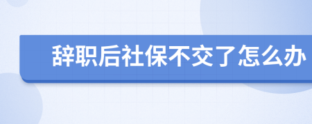 辞职后社保不交了怎么办