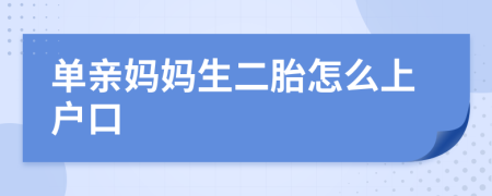 单亲妈妈生二胎怎么上户口